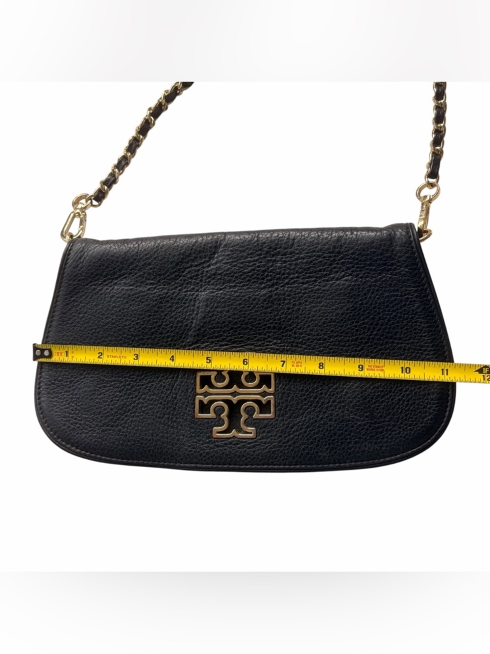 Tory Burch Britten Convertible Clutch Crossbody Black Gold leather bag - Picture 6 of 8